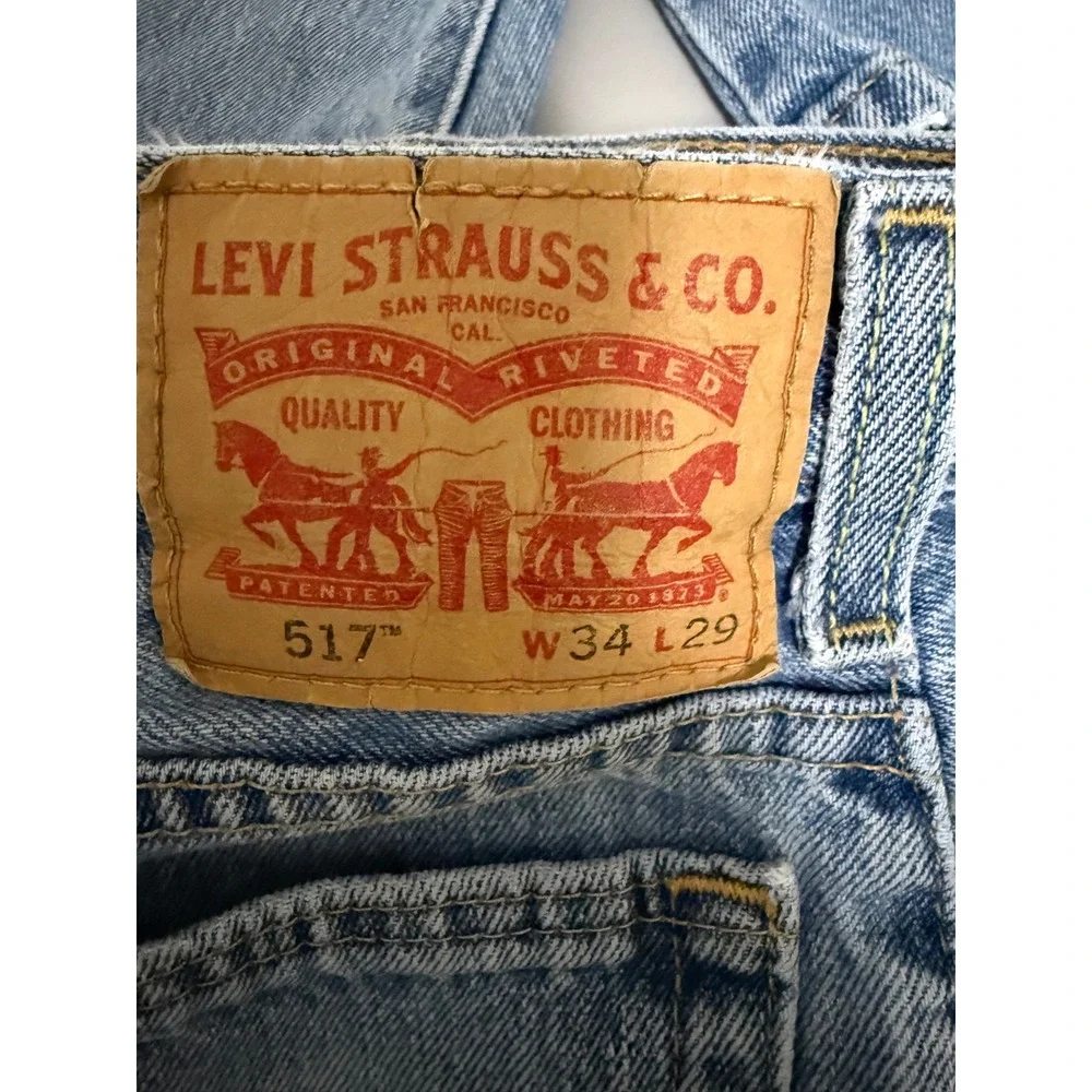 Levis 517 Bootcut Jeans Mens 34x29 Light Wash Denim WaterLess 517-0216 Blue
